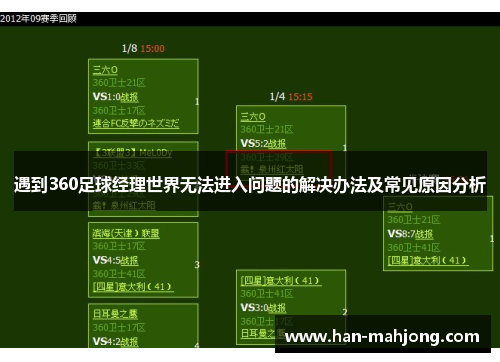 遇到360足球经理世界无法进入问题的解决办法及常见原因分析