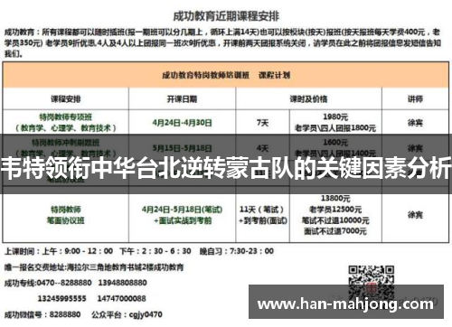 韦特领衔中华台北逆转蒙古队的关键因素分析